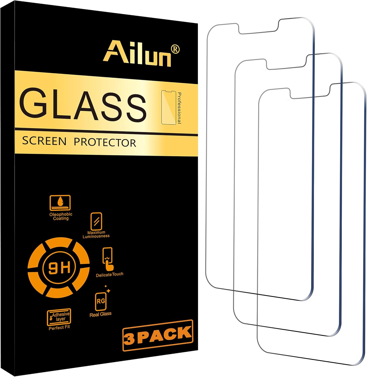 Ailun Screen Protector for iPhone 17e \/ iPhone 16e \/ iPhone 14 \/ iPhone 13 \/ iPhone 13 Pro [6.1 Inch] Display 3 Pack Tempered Glass, Case Friendly [Not for iPhone 16 6.1 Inch]