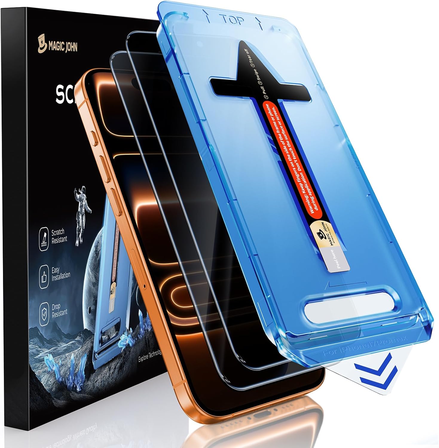 MAGIC JOHN 2 Pack for iPhone 17 Pro Max 6.9 inch Privacy Glass Screen Protector-[Anti-Spy] Auto Dust-Elimination, Bubble Free, Easy Installation, Daily Drop Protection