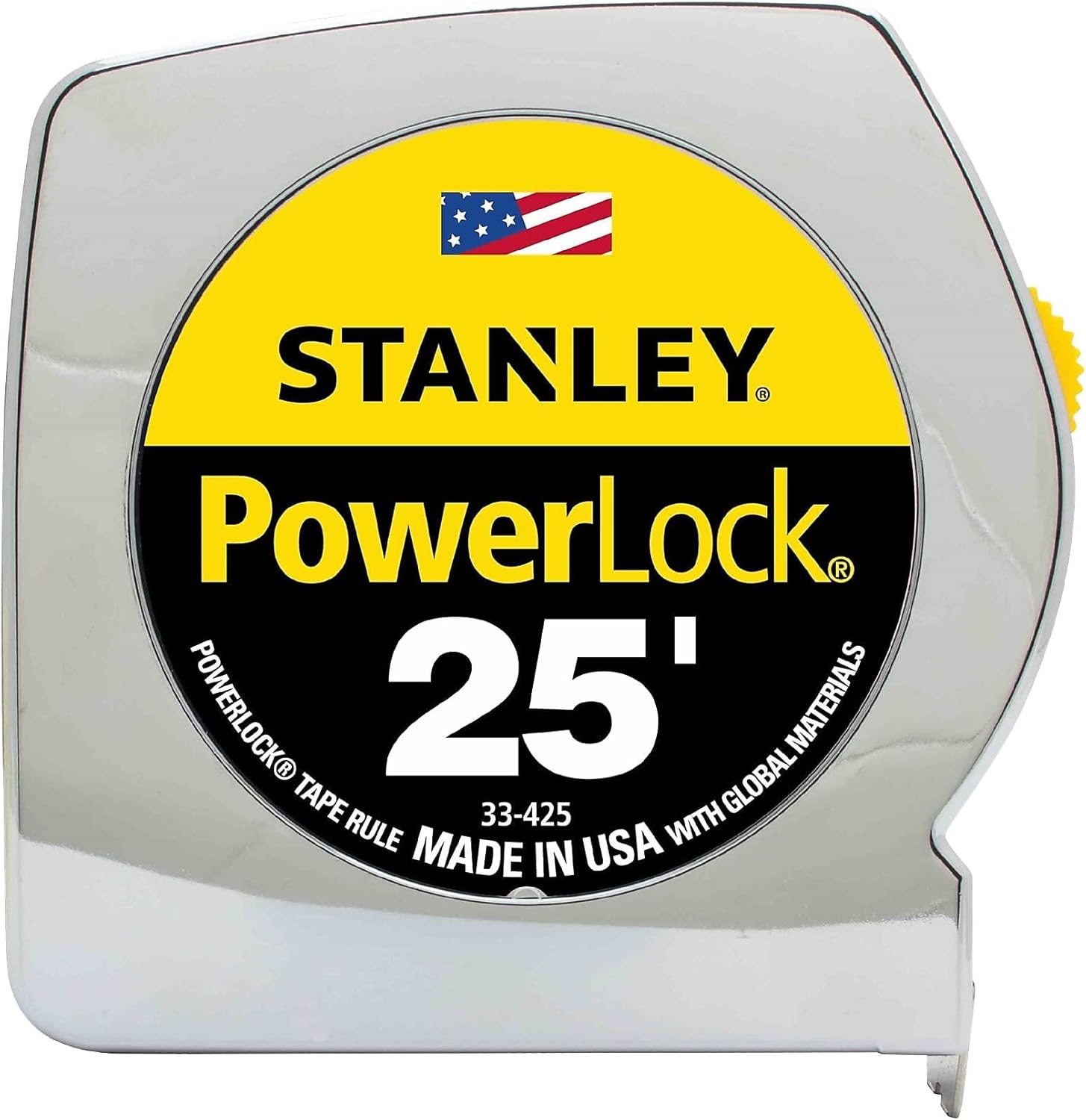 Stanley 33425 Powerlock II Power Return Rule, 1-Inch x 25ft, Chrome\/Yellow