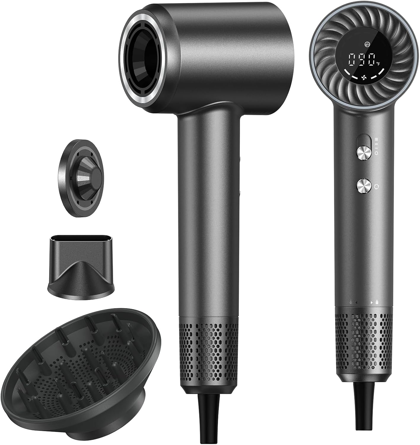 Hair Dryer, 150000 RPM Brushless Motor with 500M Negative Ions, Fast-Dry Lightweight Design, ThermoControl &amp; Magnetic Nozzle\/Diffuser, Low Noise Salon Blow Dryer for All Hair, Travel, Home