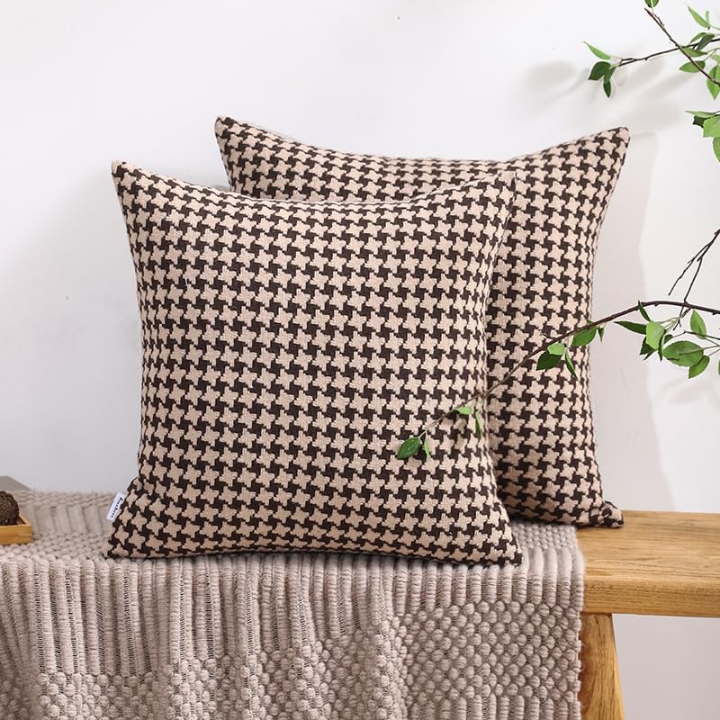 The Perfect Combination of AMAROTI Coffee Color and Gray, Exquisite Windmill Texture Pattern, 20X20 inch Farmhouse Living Room Sofa More Upscale Enjoy Jacquard Craft and Velvet Texture Fabric