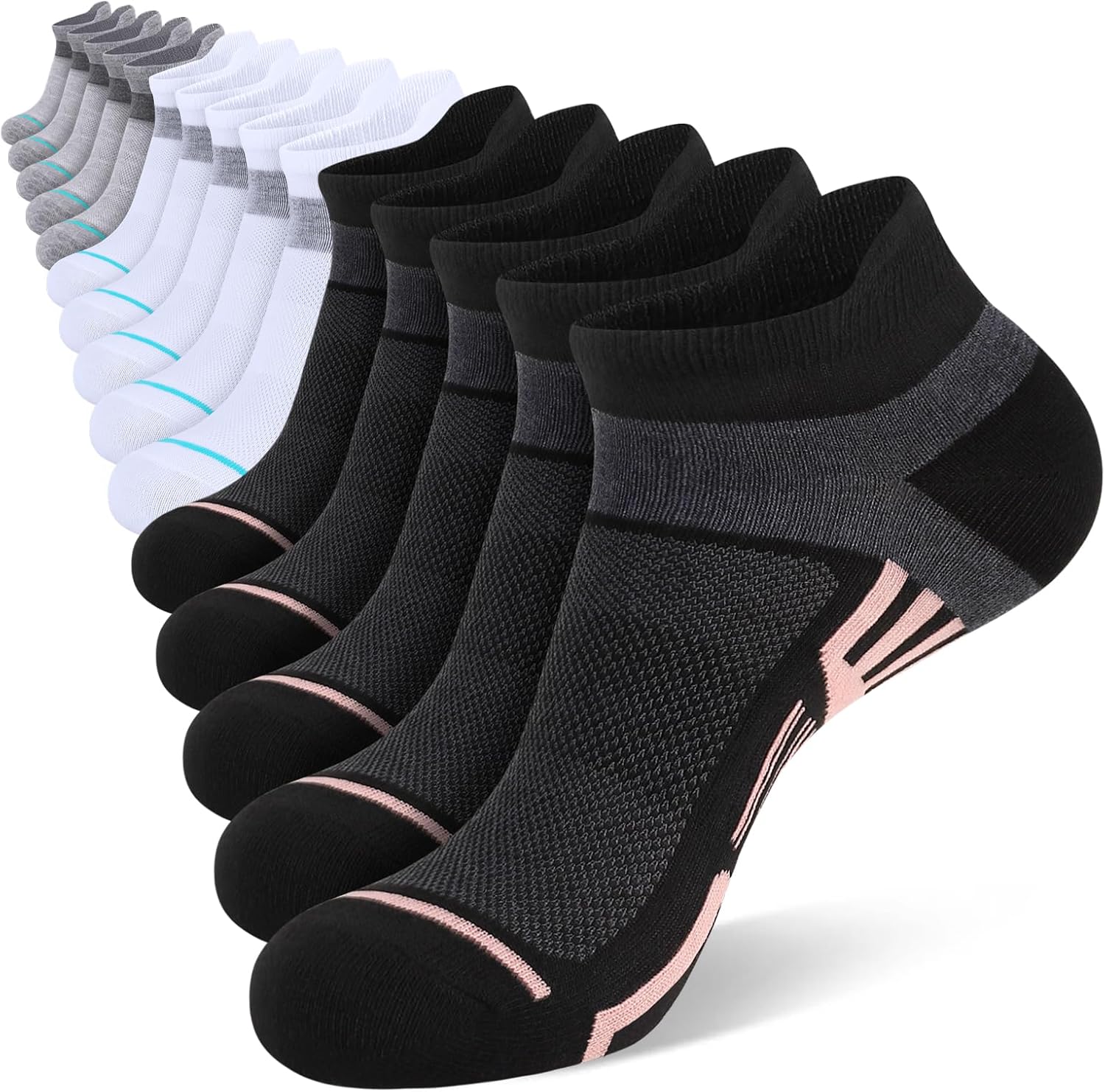 shnn 10\/15 Pairs Womens Ankle Socks Lightweight Breathable Casual Low Cut Socks for Women With Heel Tab
