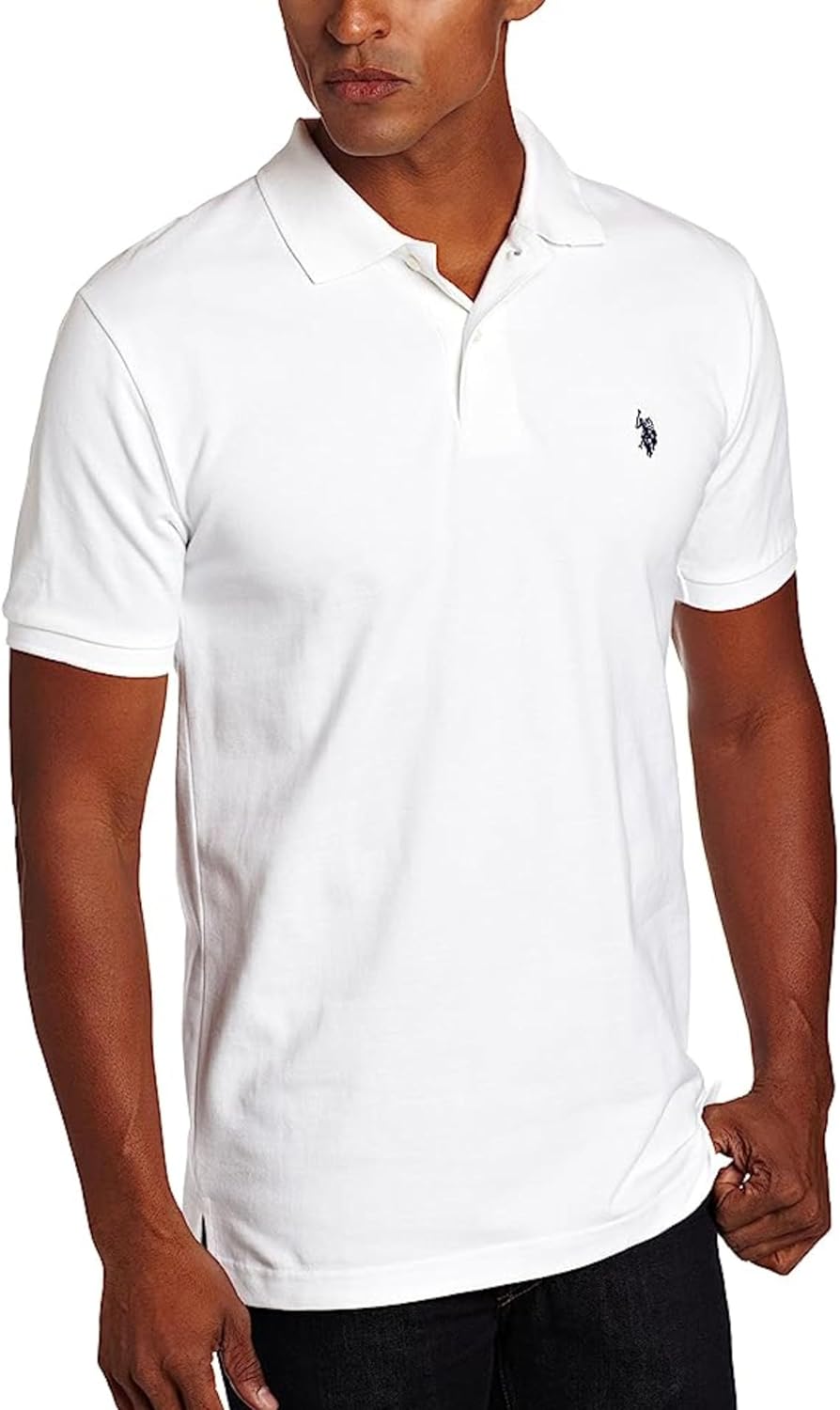U.S. Polo Assn. Men's Classic Polo Shirt, Two-Button Closure Pique Polo Shirt, Summer Fashion Golf Shirt