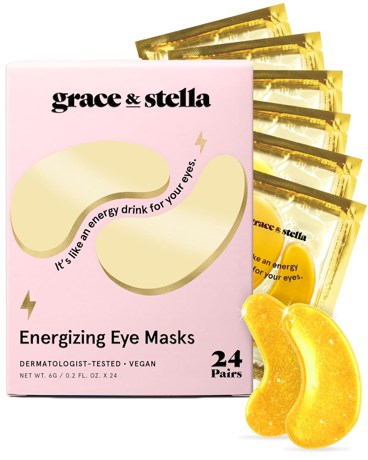 grace &amp; stella Award Winning Under Eye Mask - Birthday Gifts for Women - Gel Eye Patches for Dark Circles, Puffy Eyes, Undereye Bags - Gifts for Mom - Travel Essentials - Vegan (24 Pairs, Gold)