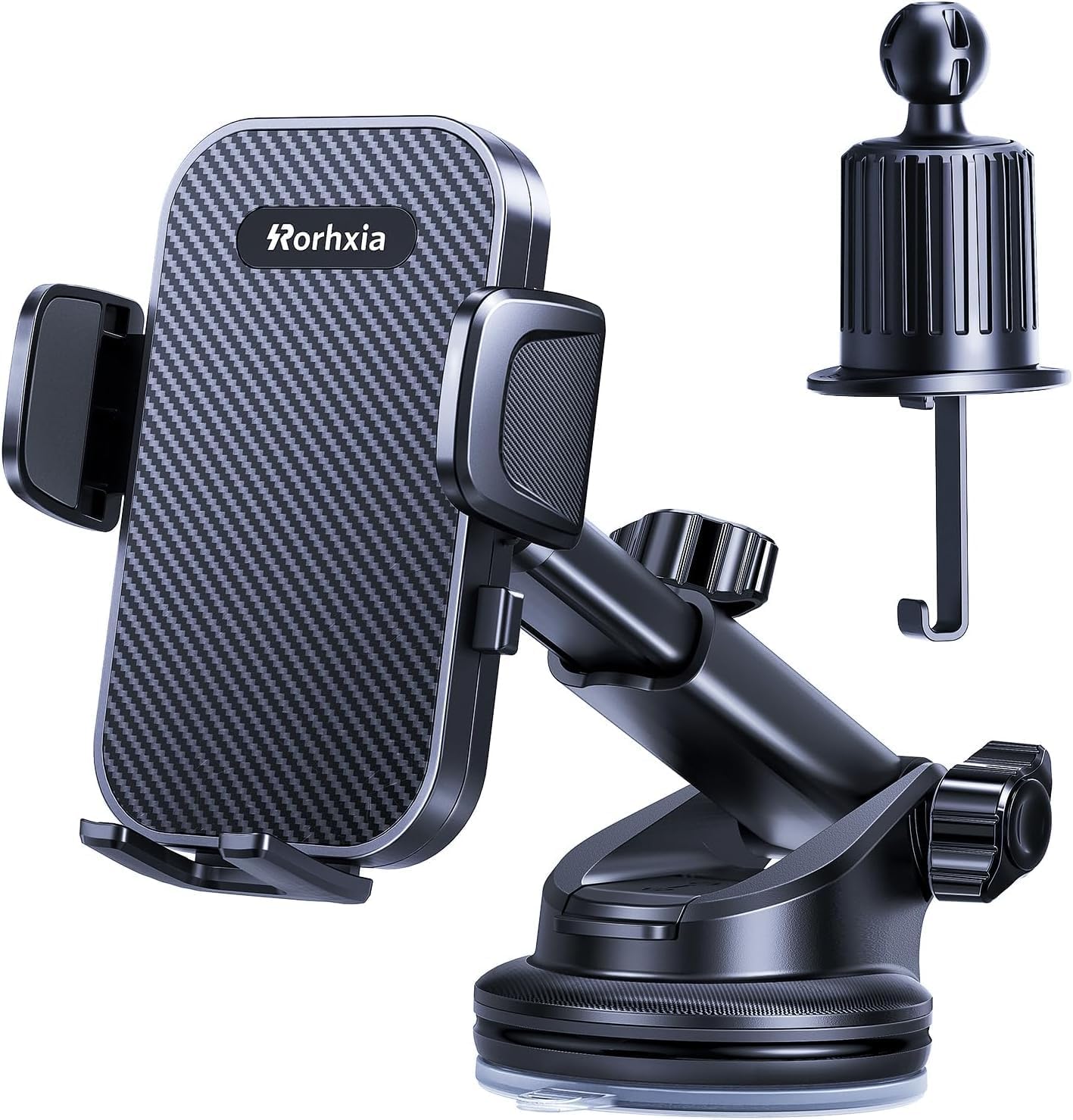 Rorhxia 3-in-1 Phone Mount for Car [2026 Most Stable and Flexible Suction Cup] Vent Dashboard Windshield Cell Phone Holder Car Fit for iPhone, Samsung, All Phone