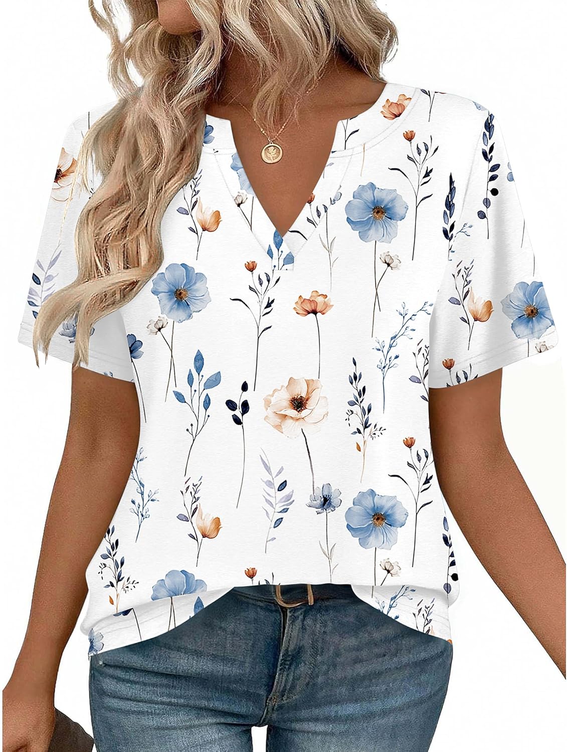Zeagoo Womens Tops Short Sleeve V Neck Tee Shirts Cute Dressy Casual Clothing Business Work Blouse