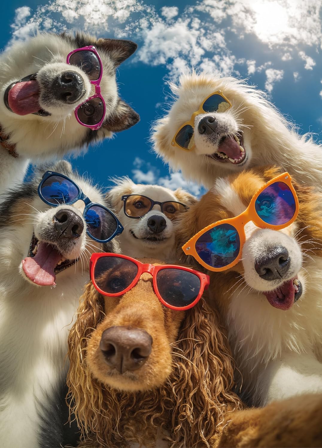 XURLEQ Dog Selfie Jigsaw Puzzles 1000 Pieces for Adults -Challenging Fun Puppy Road Trip Art, Premium Matte Finish, 27.56 x 19.68 Inches, Perfect for Game Nights