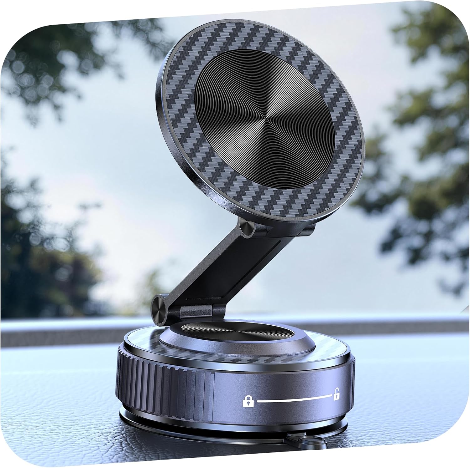 visnfa Vacuum Magnetic Phone Holders for Your Car [105+LBS Suction &amp; 3800gf Magnetic] Magsafe Car Mount, 360° Adjustable Car Phone Holder Mount for Windshield\/Mirror\/Kitchen\/Gym for iPhone &amp