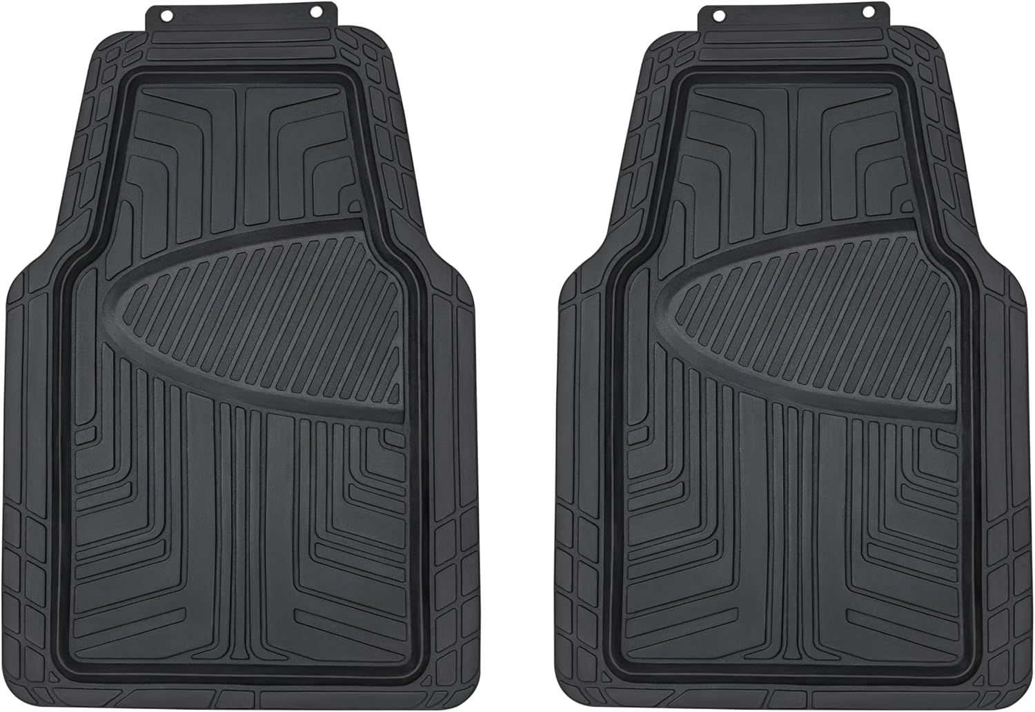Amazon Basics 2-Piece Premium All-Season Anti-Slip Rubber Floor Mats for Cars, SUVs and Trucks, Universal Trim to Fit, Black