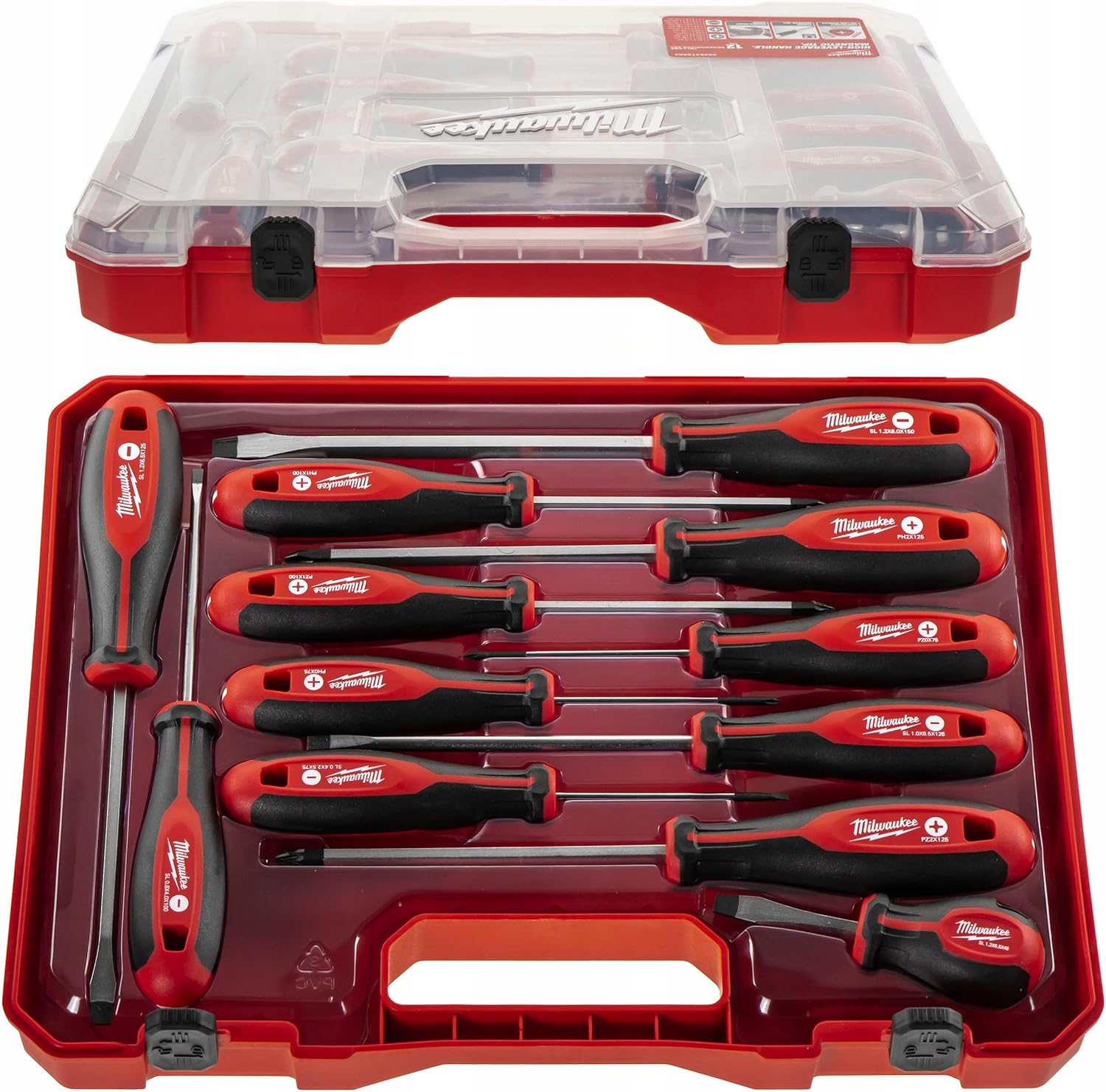 Milwaukee Set of 12 Tri-Lobe Screwdrivers 4932472003,Red
