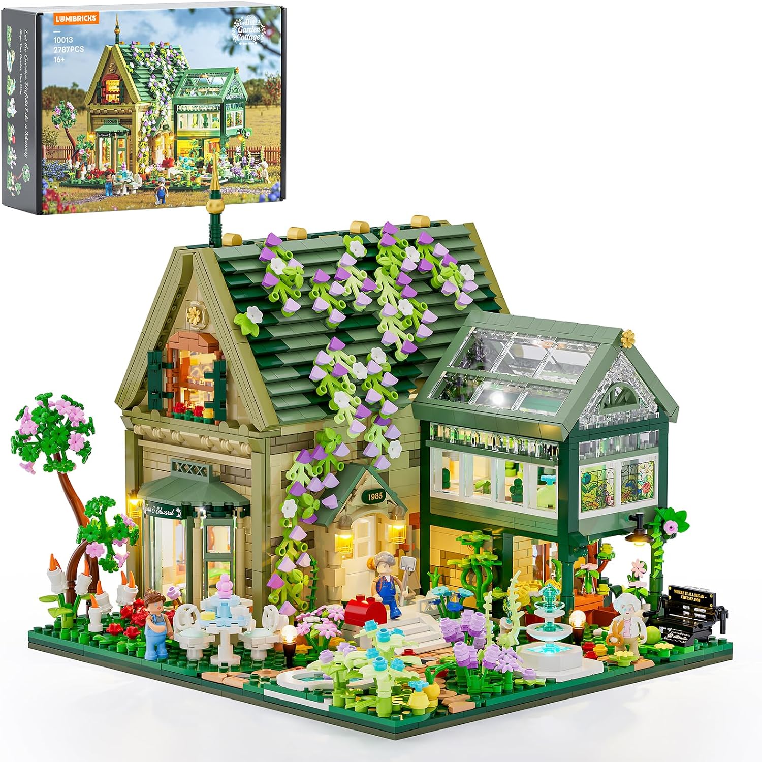 Lumibricks Garden Cottage Lighting Building Bricks Set - 2787 Pcs Retro Garden Cabin House Construction Building Model Set for Adults and Cabin Model Lovers