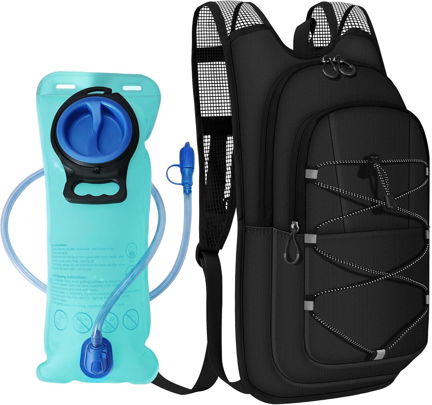 MIYCOO Hydration Backpack - Lightweight Water Backpack with 2L Water Bladder Bag, Running Hydration Vest Backpack for Men Women, Hydration Pack for Hiking, Cycling, Climbing