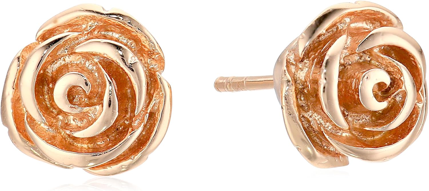 Amazon Essentials 925 Sterling Silver Rose Gold Earrings for Women, Nickel-Free Hypoallergenic Jewelry Gift, Push Back Stud Earrings