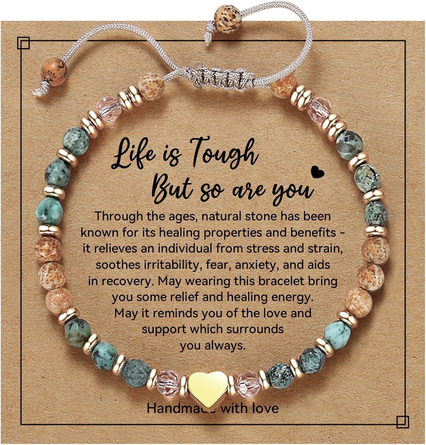 yupoxiu Inspirational Gifts for Women Birthday - Healing Natural Stone Bracelets, Thinking of You Get Well Soon Gifts for Women Friend Sister