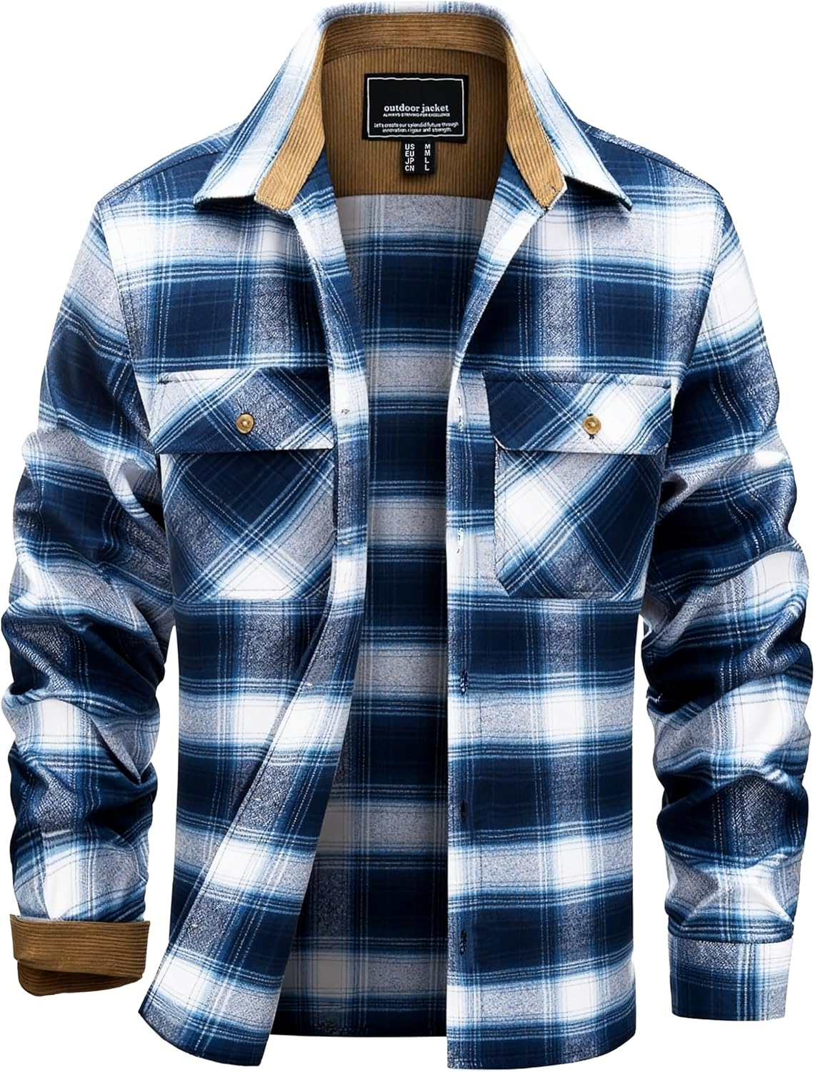 EKLENTSON Men's Flannel Shirts Lightweight Cotton Button Down Long Sleeve Shirt Casual Plaid Pocket Shirts Outdoor Work