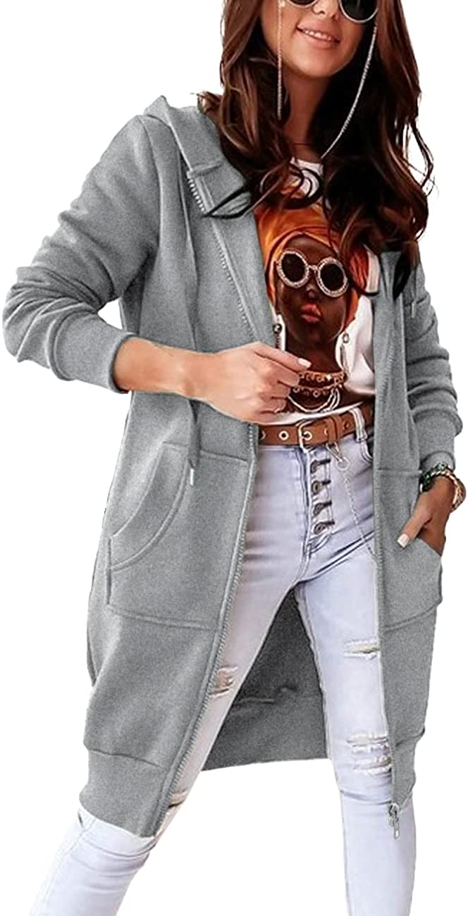 PRETTYGARDEN Women's 2022 Fashion Zip Up Hoodies Casual Long Sleeve Sweatshirts Jacket Hooded Coat with Pockets