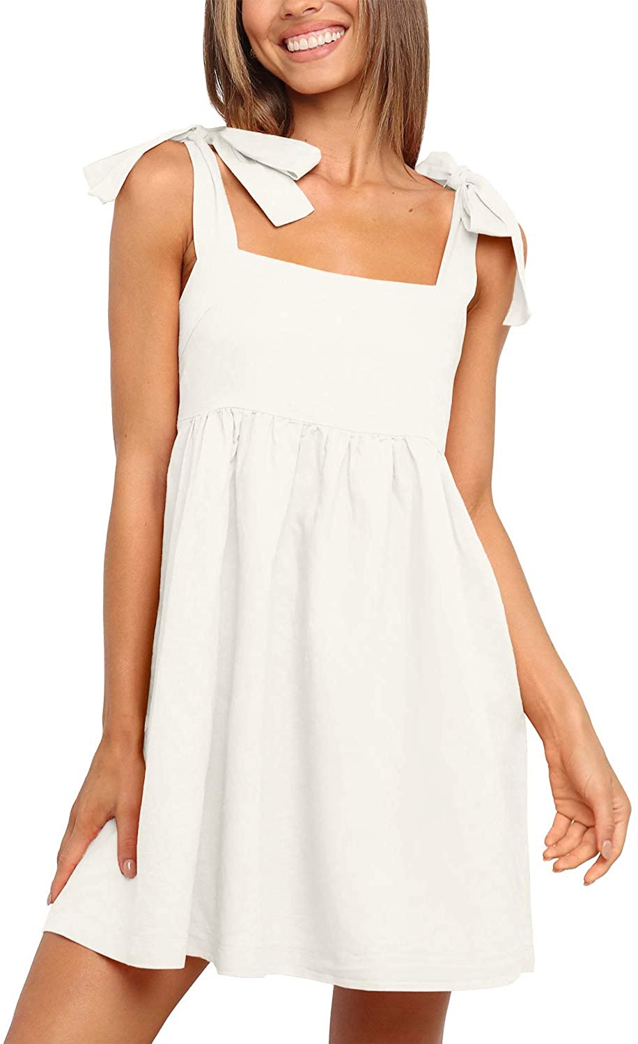 Women Summer Tie Strap Sleeveless Beach Dress