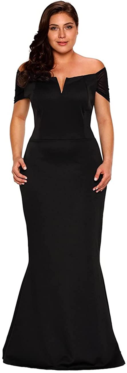 Women's Plus Size Off Shoulder Long Formal Party Dress Evening Gown