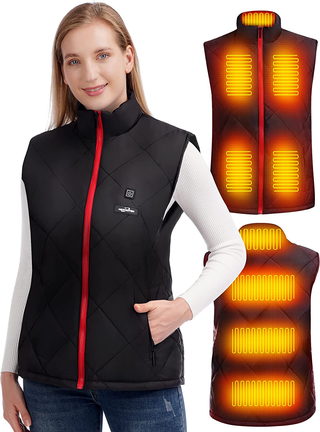 Women Heated Vest - Lightweight Heating Jacket Vest for Womens, 8pcs Heating Pads, 3 Temperature Control (Without Battery)
