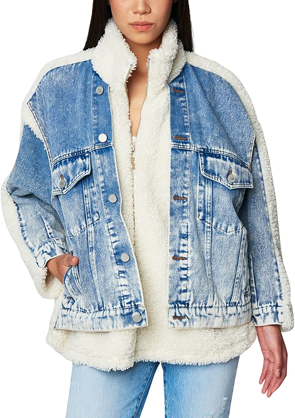 [BLANKNYC] Womens Luxury Clothing Sherpa Jacket, Comfortable & Stylish Coat