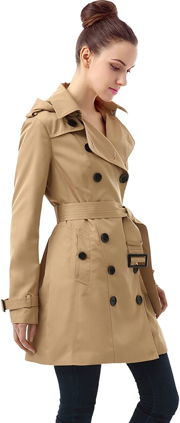 BGSD Women Leah Waterproof Hooded Mid Length Trench Coat