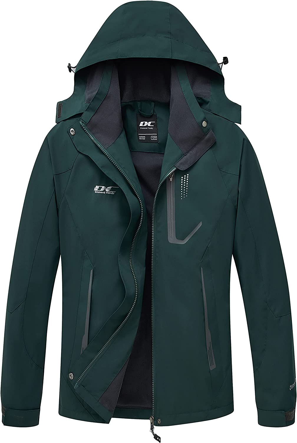 Diamond Candy Women's Rain Jacket Waterproof with Hood Lightweight Hiking Coat