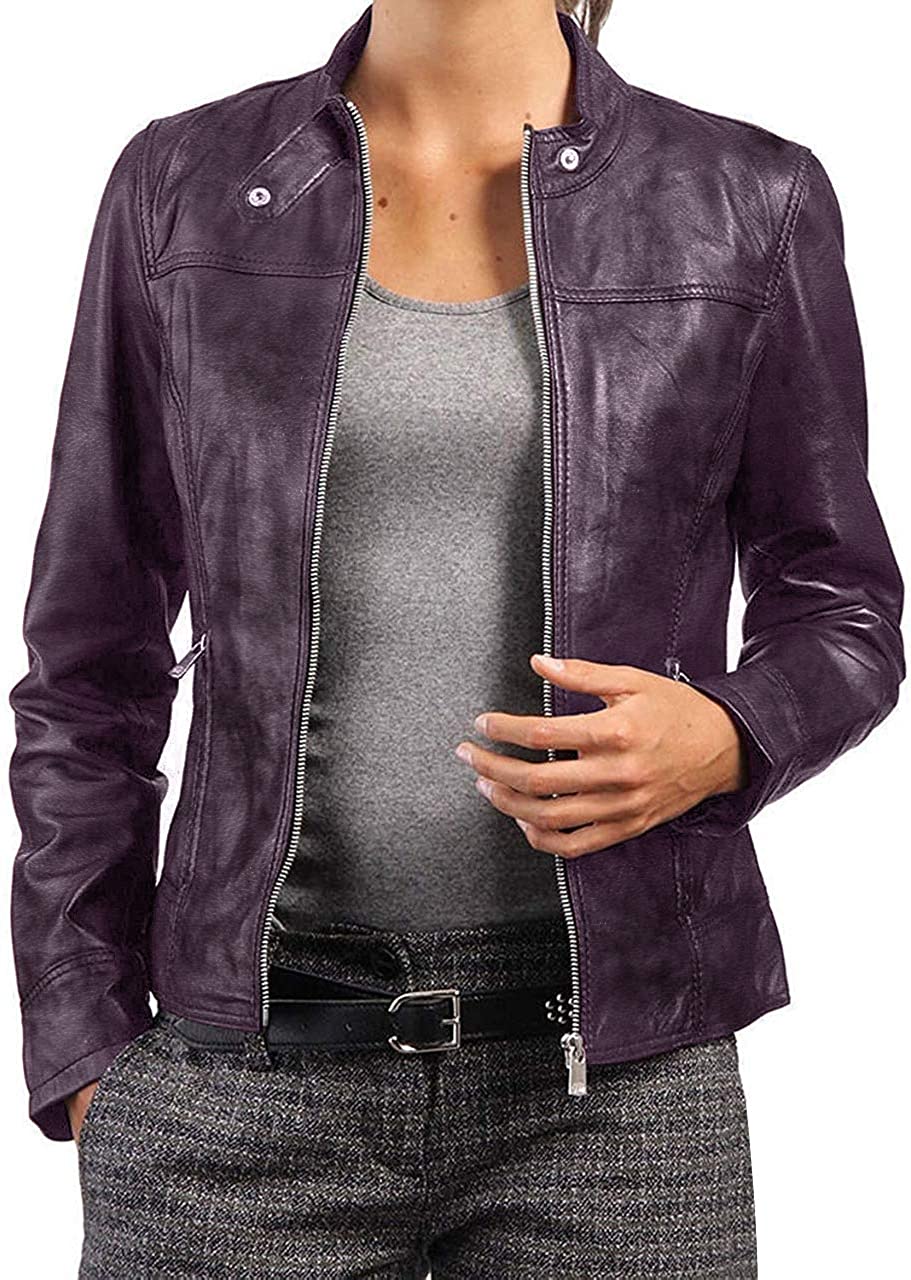 Real Leather Jacket Women, Womens Motorcycle Leather Jacket, Womens Leather Jacket, Lambskin Slim Fit Jacket for women
