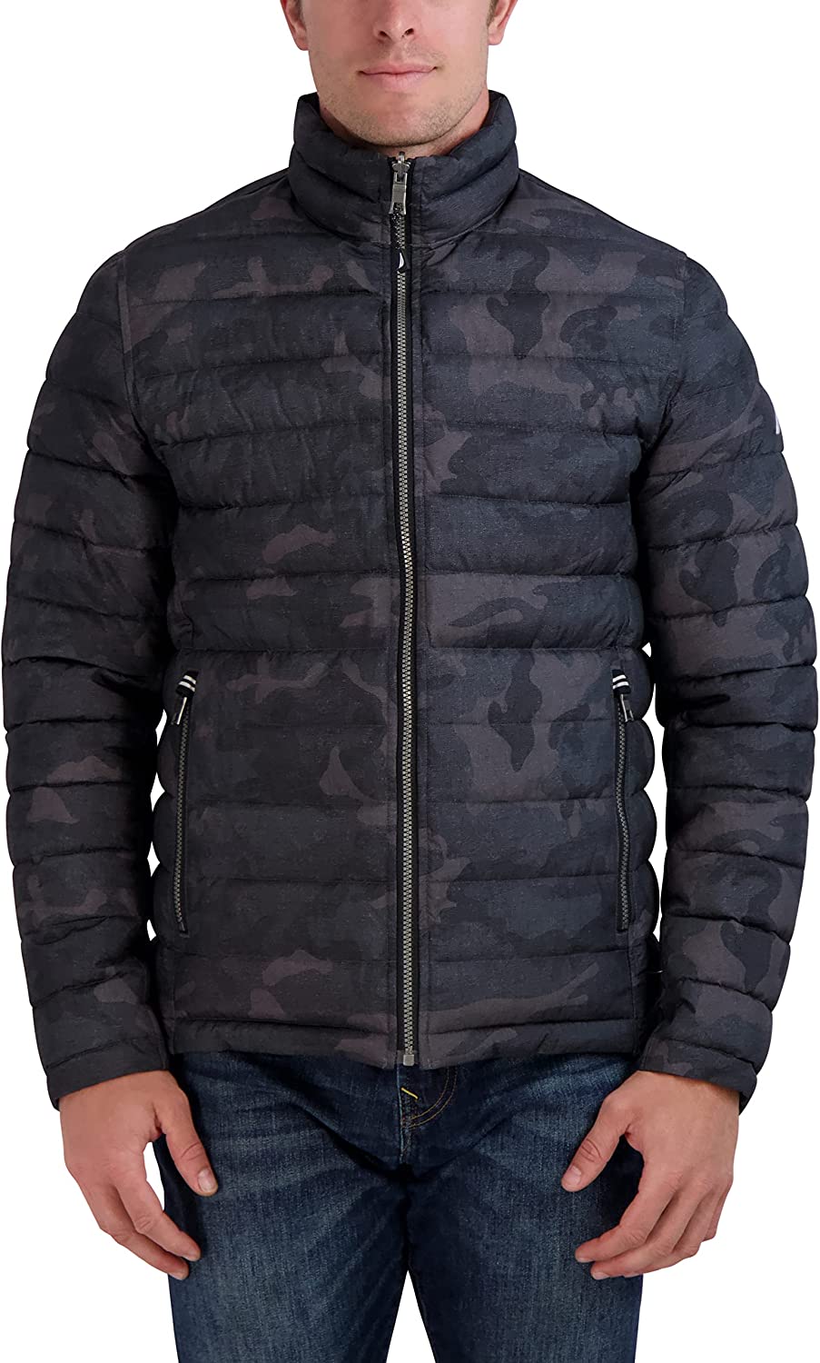 Nautica Men's Stretch Reversible Midweight Puffer Jacket, Wind and Water Resistant