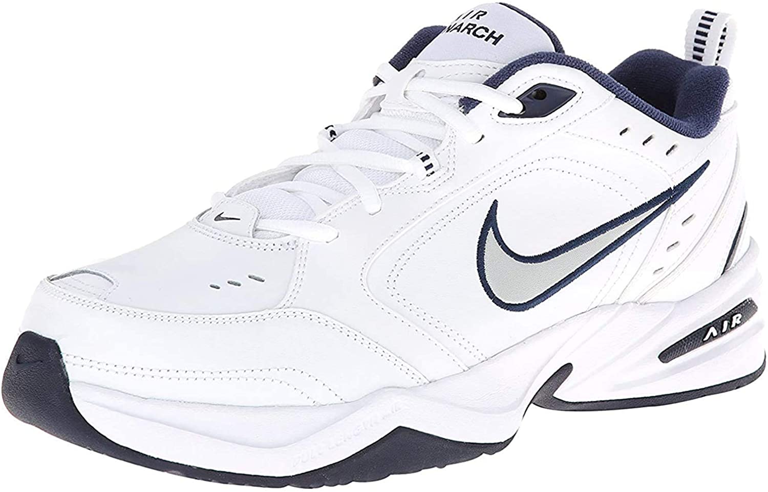 Nike Men's Air Monarch IV Cross Trainer, White/Metallic Silver, 11 X-Wide