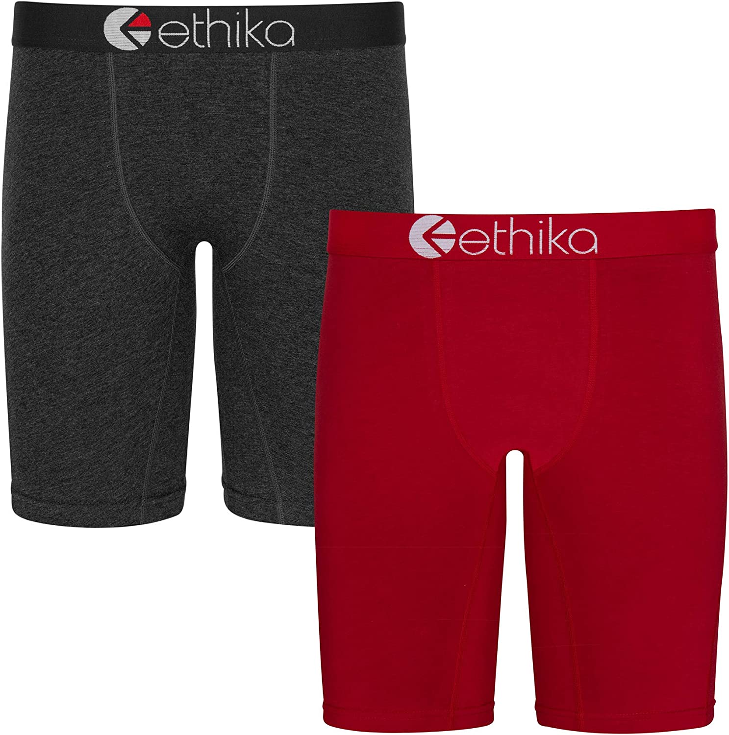 Ethika Mens Staple Boxer Briefs | 2-Pack Heather and Red