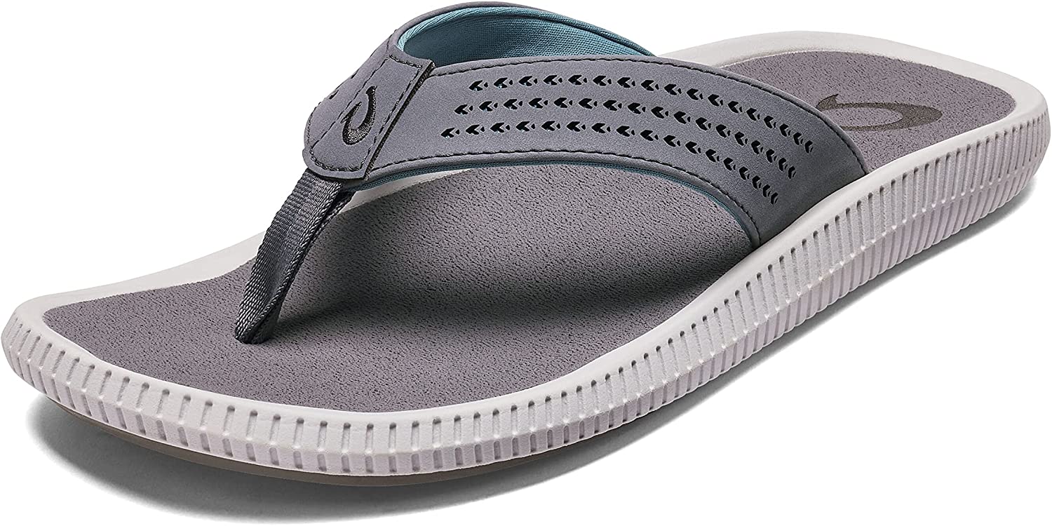 OluKai Ulele Men's Beach Sandals, Quick-Dry Flip-Flop Slides, Water Resistant Suede Lining & Wet Grip Soles, Soft Comfort Fit & Arch Support