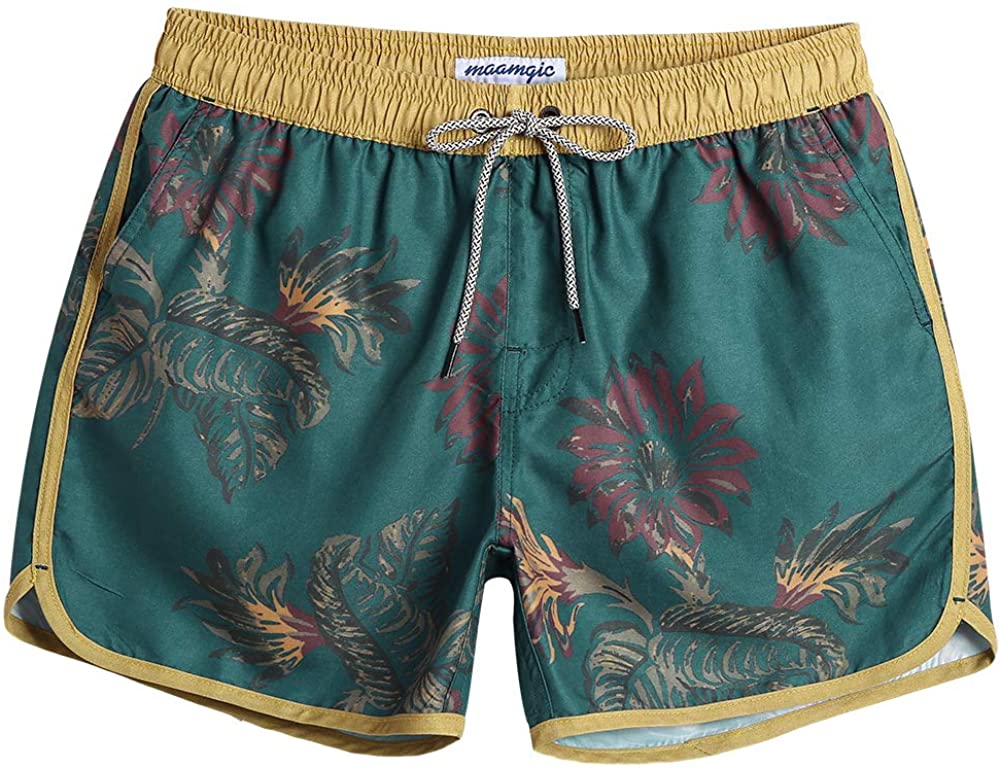 maamgic Mens Boys Short 80s 90s Vintage Swim Trunks with Mesh Lining Quick Dry Swim Suits Board Shorts