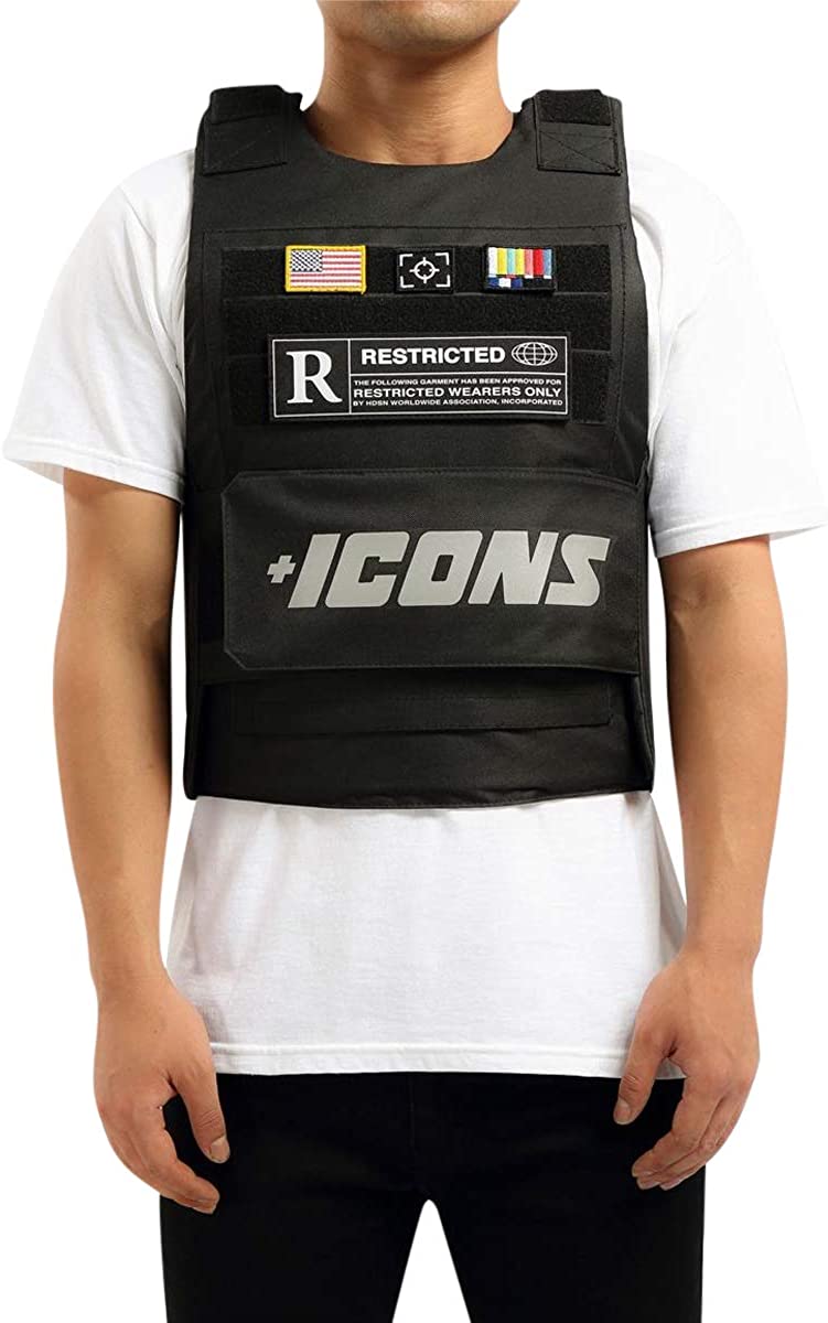 HUDSON Outerwear Men's Icon Reflective Fashion Vest with Adjustable Velcro Straps and Patches, Black