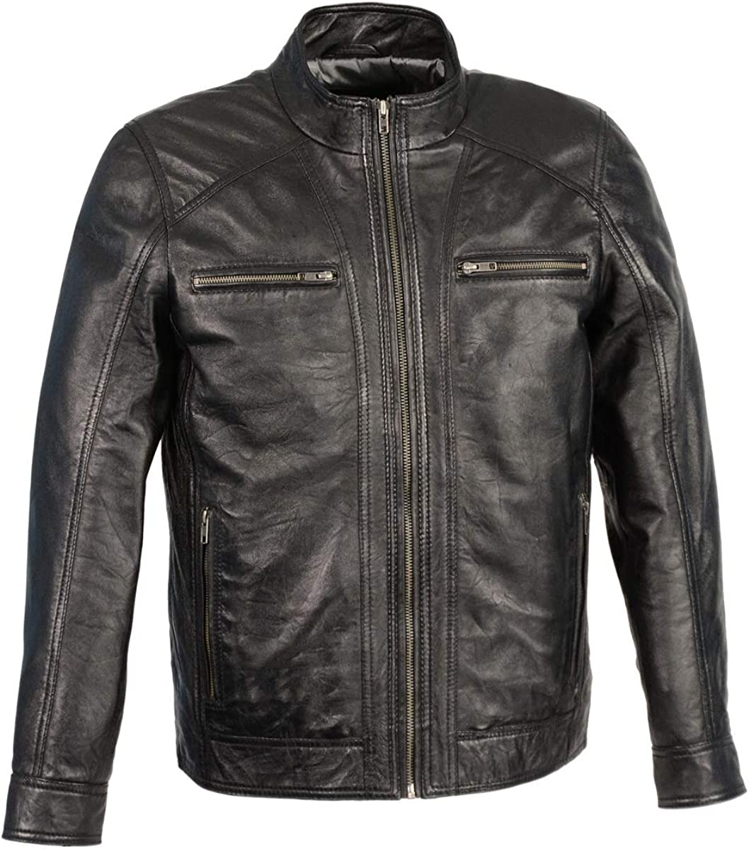 Milwaukee Leather SFM1860 Men's Lambskin Saddle Moto Leather Jacket
