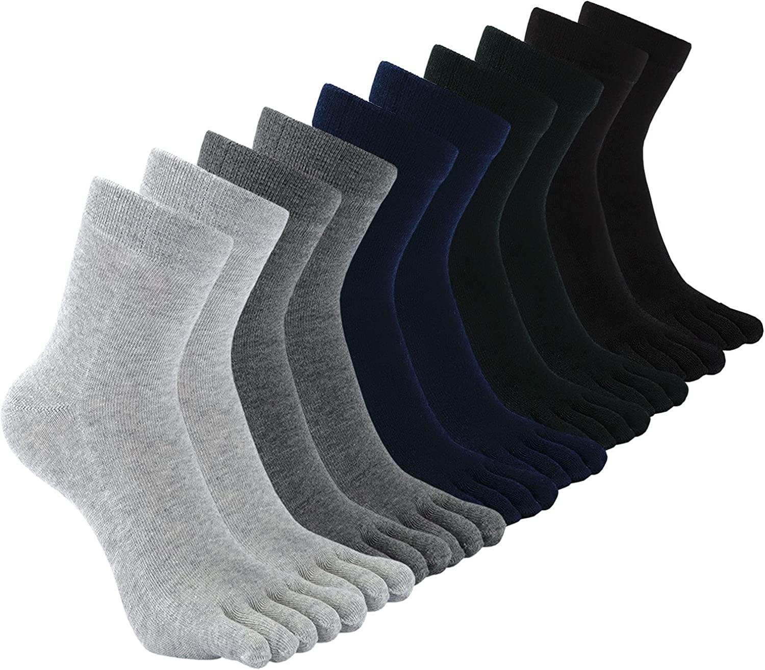 Mens Toe Socks Cotton Running Five Finger Crew Socks Cotton