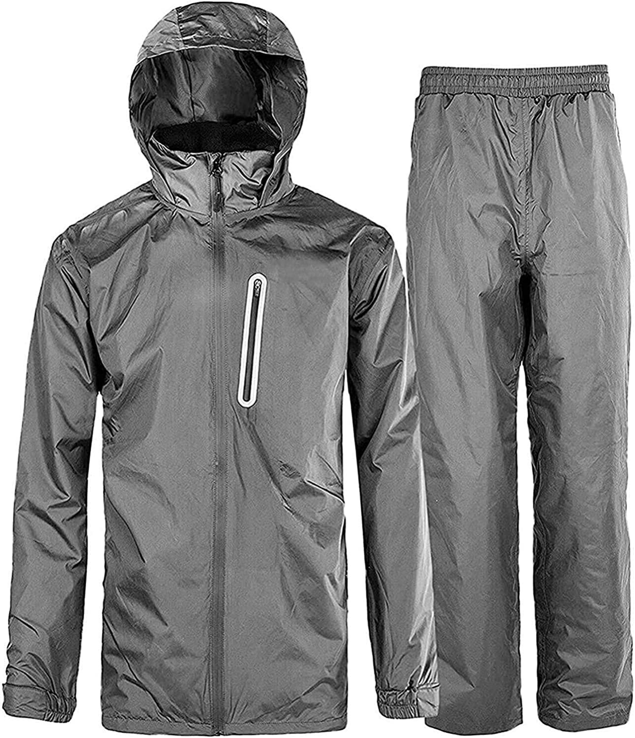 SWISSWELL Men's Rain Suit Waterproof Lightweight Hooded Rainwear for Golf,Hiking,Travel Running(Jacket & Trouser Suit)