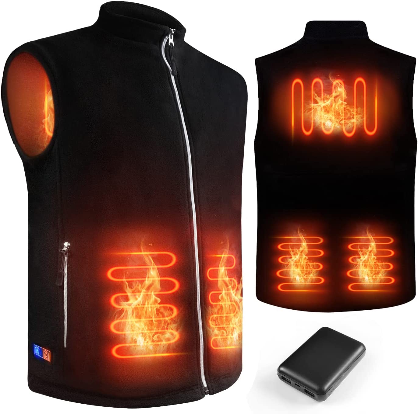 Aojun Heated Vest with Battery Pack, Lightweight Polar Fleece Vest for Men and Women (Unisex)