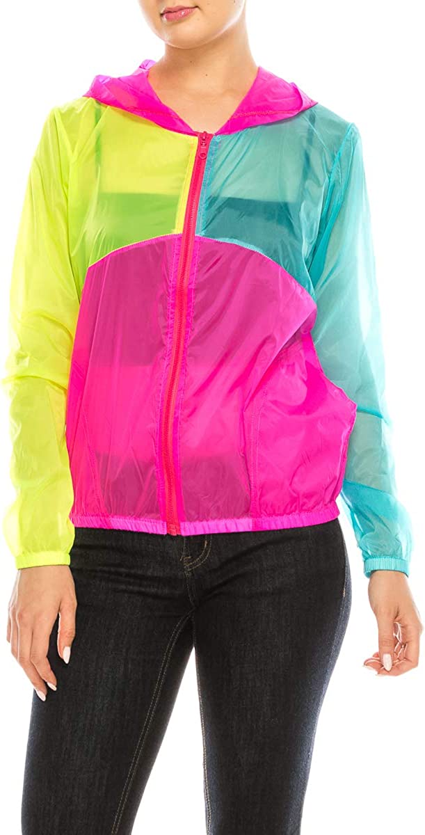 Lightweight Casual Hooded Neon Windbreaker Jacket | Sun Protection | Packable and Portable…