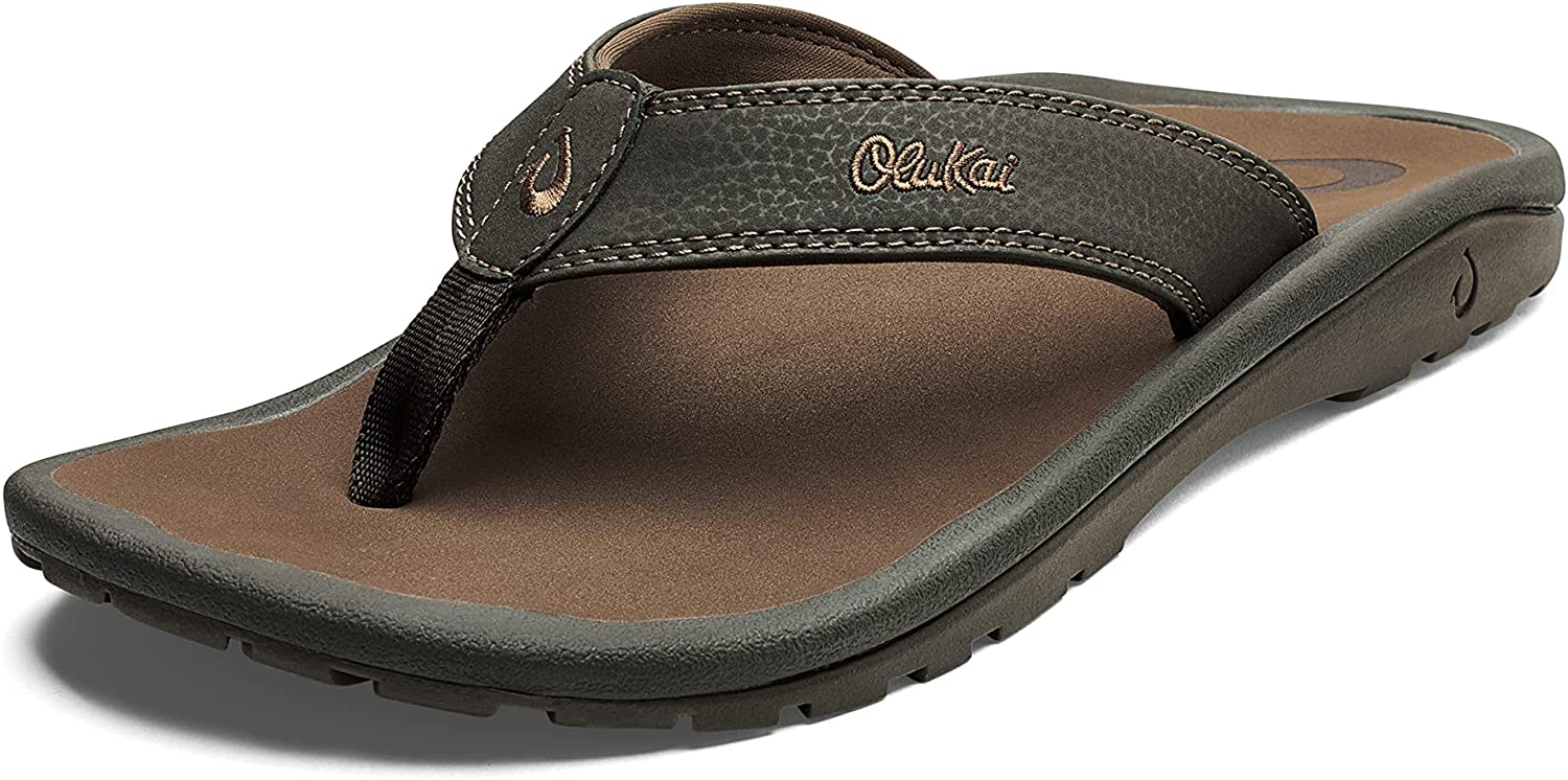 OluKai Ohana Men's Beach Sandals, Quick-Dry Flip-Flop Slides, Water Resistant & Lightweight, Compression Molded Footbed & Ultra-Soft Comfort Fit