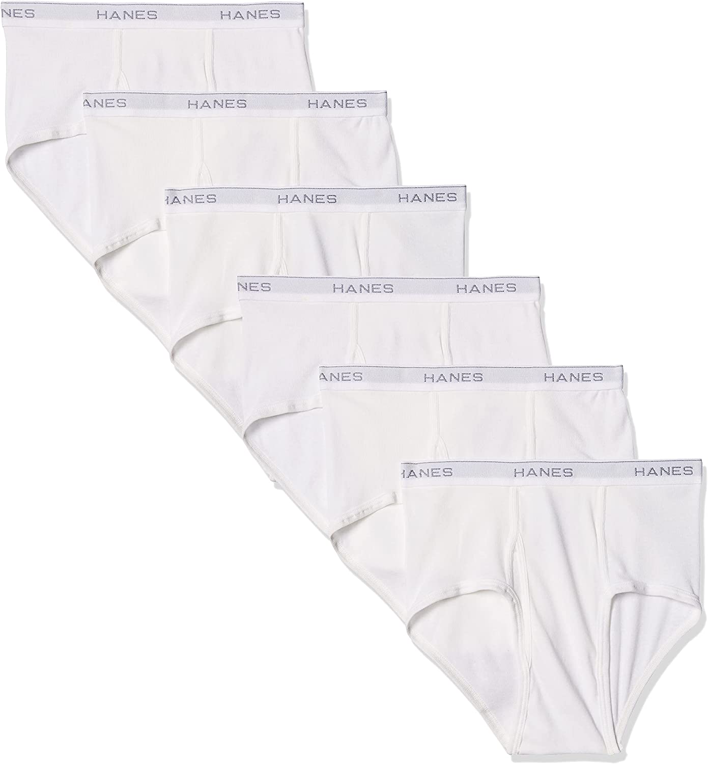 Hanes Men's 6-Pack FreshIQ Tagless Cotton Brief, White, Large