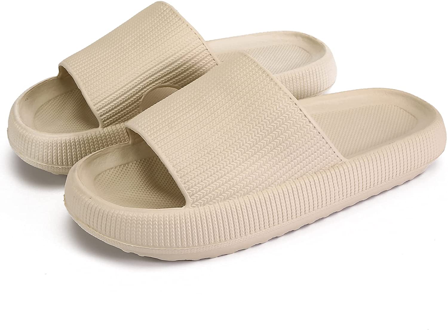 Pillow Slippers, Unisex Shower Bathroom Slipper EVA Massage Foam Super Soft Non-Slip Quick Drying Thick Sole Sandals,Black Open Toe Home Slippers for Women and Men