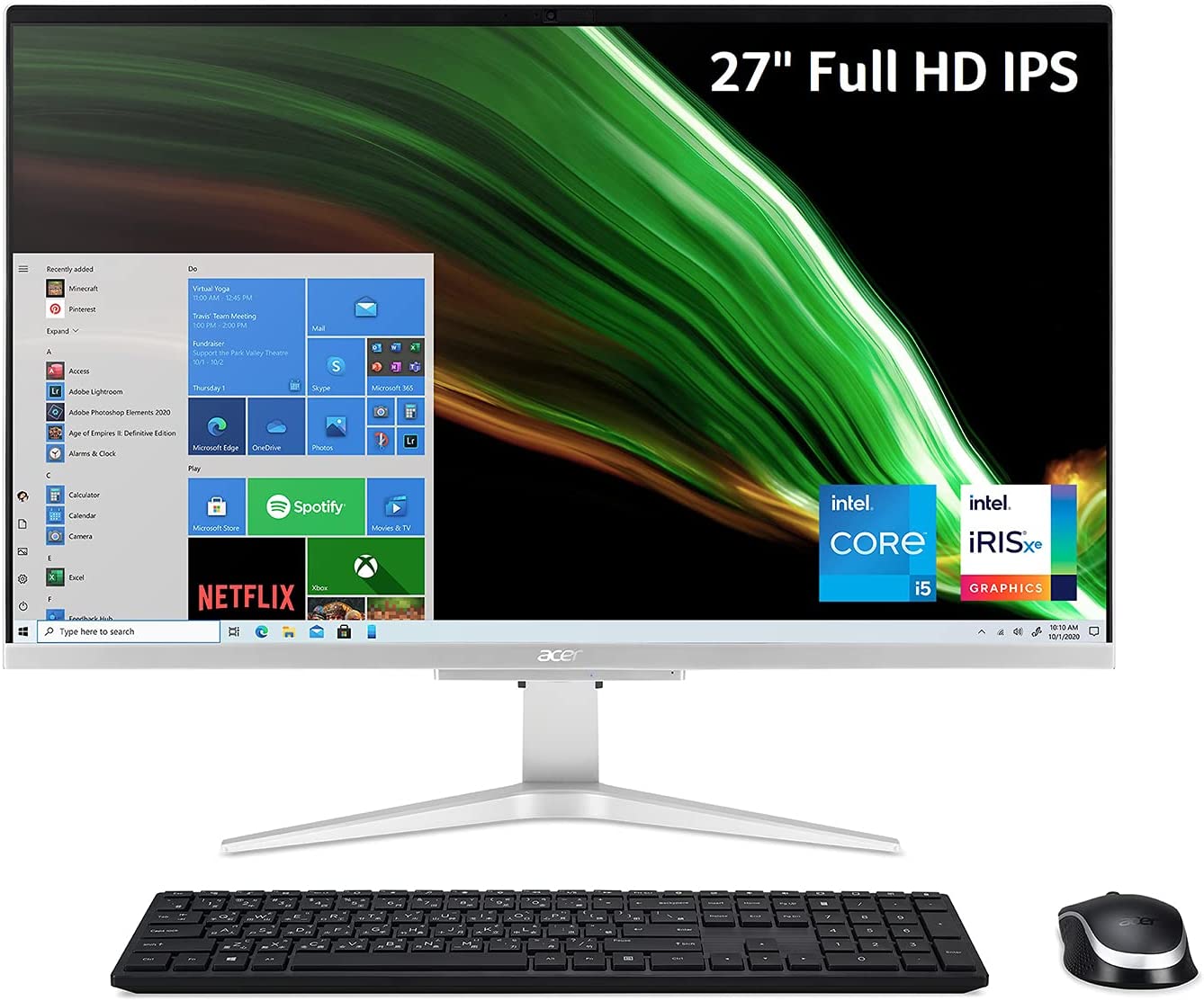 Acer Aspire C27-1655-UA91 AIO Desktop | 27" Full HD IPS Display | 11th Gen Intel Core i5-1135G7 | Intel Iris Xe Graphics | 12GB DDR4 | 512GB NVMe M.2 SSD | Intel Wireless Wi-Fi 6 | Windows 10 Home