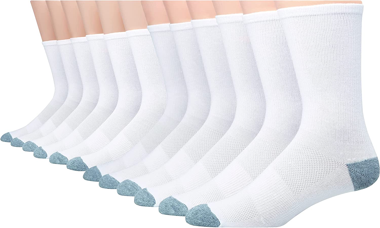 Hanes Men's X-Temp Lightweight Crew Socks (Pack of 12 Pairs)