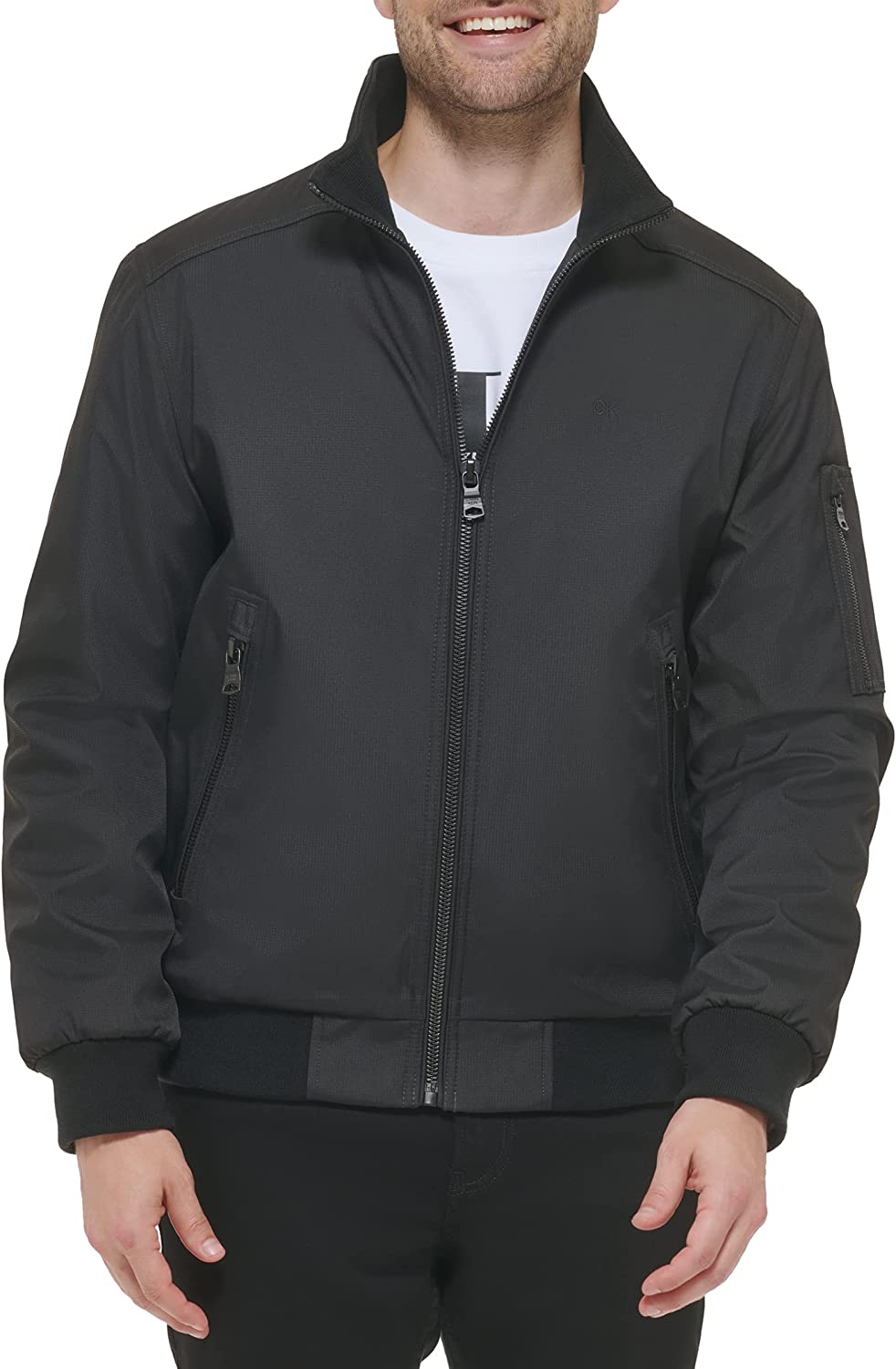 Calvin Klein Men's Water and Wind Resistant Rip Stop Bomber jacket (Standard and Big & Tall)