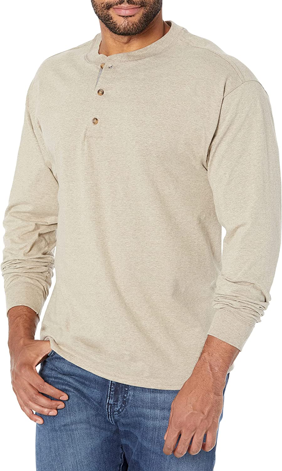 Hanes Men's Beefy Long Sleeve Three-Button Henley