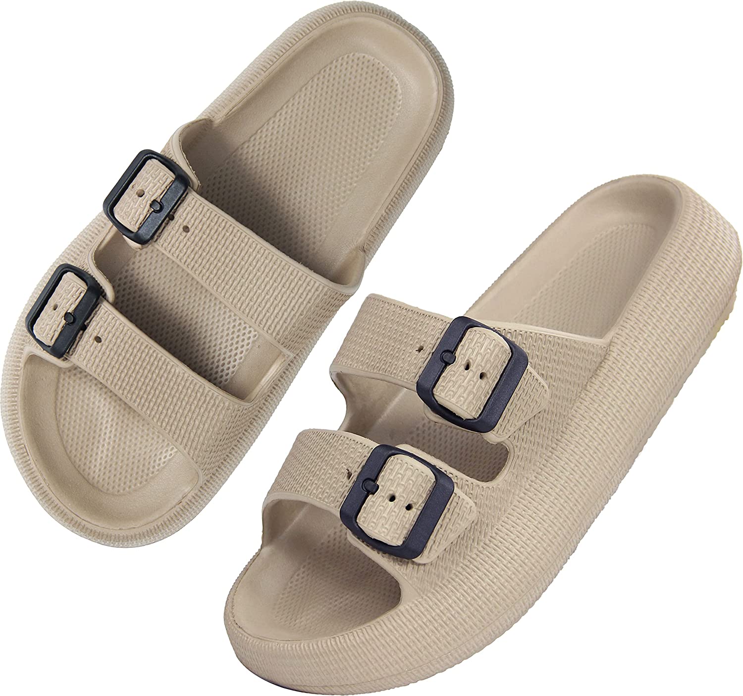 BenSorts Women Men Pillow Sandals Thick Sole Adjustable Buckles EVA Cloud Slides Slippers