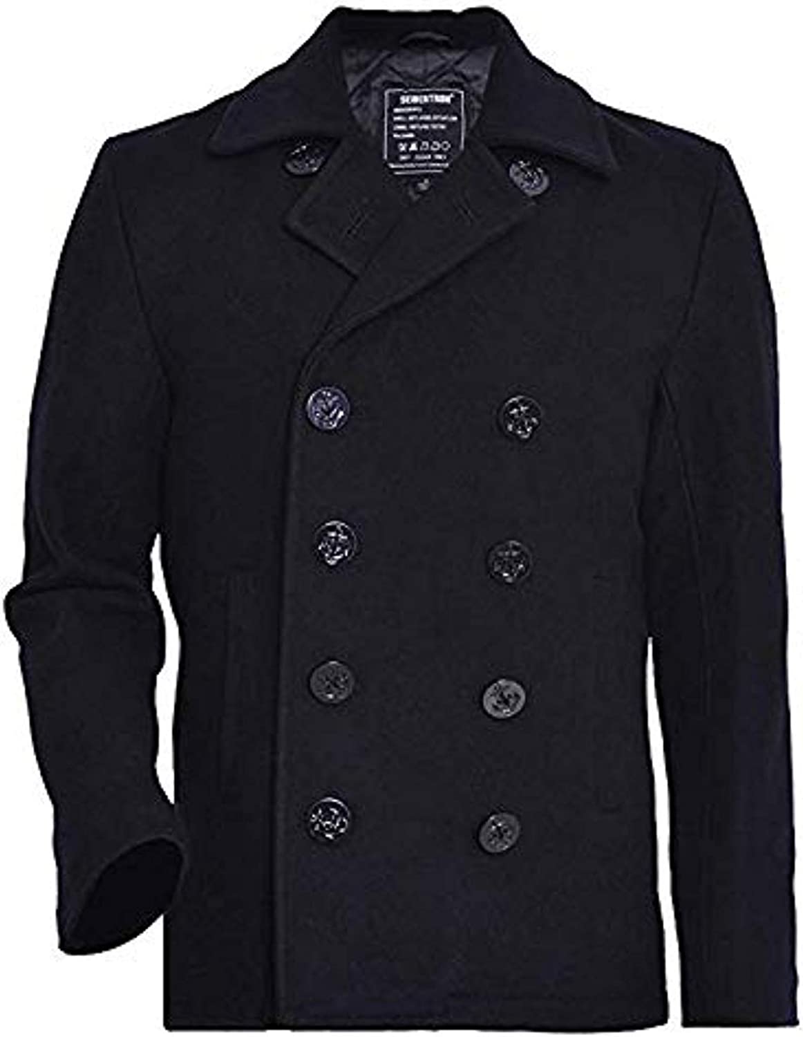 Seibertron Men's Woolen Coat US Navy Type 80% Wool USN Pea Coat