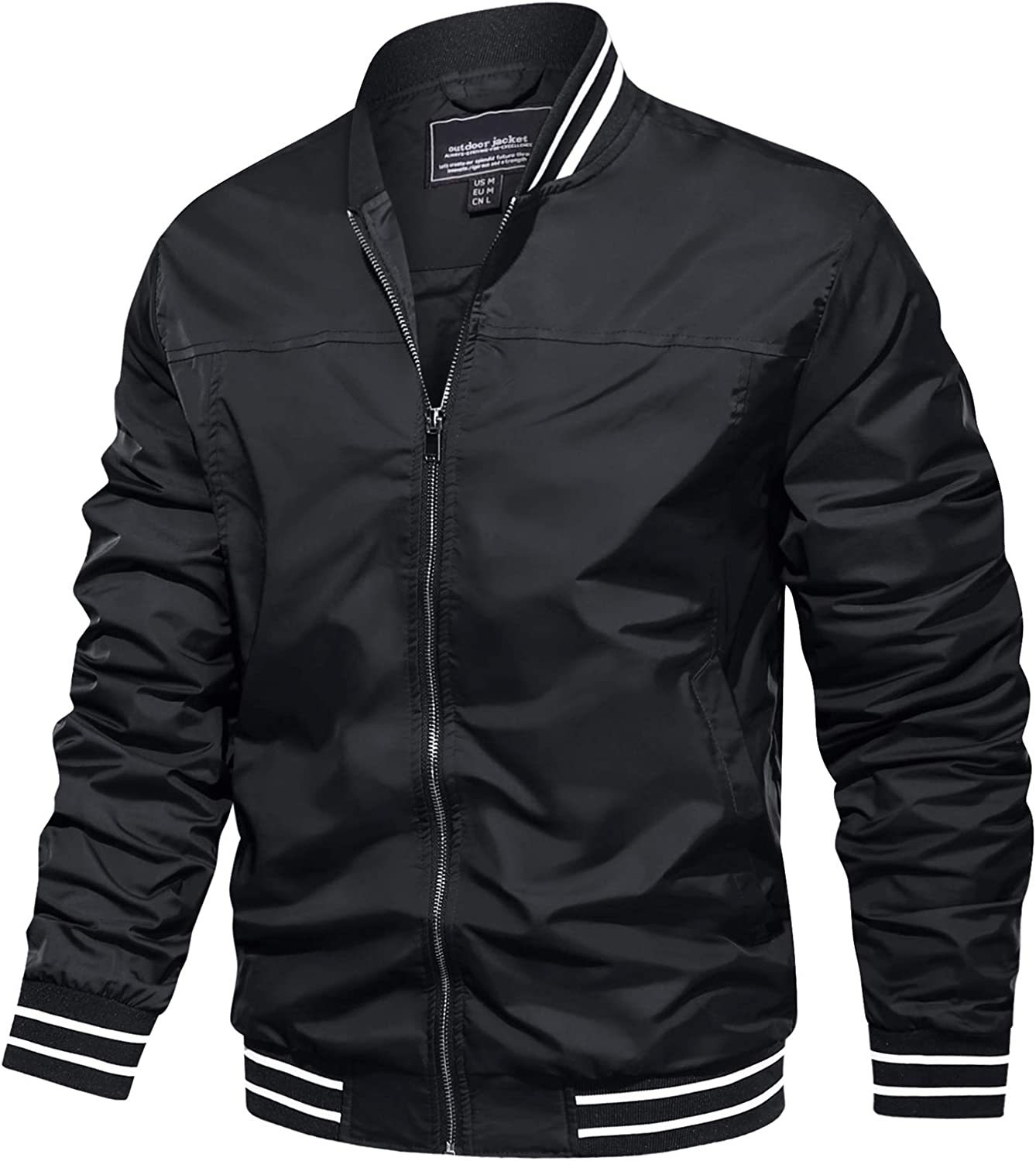 TACVASEN Men's Bomber Jackets Lightweight Windbreaker Spring Fall Full Zip Active Coat Outwear