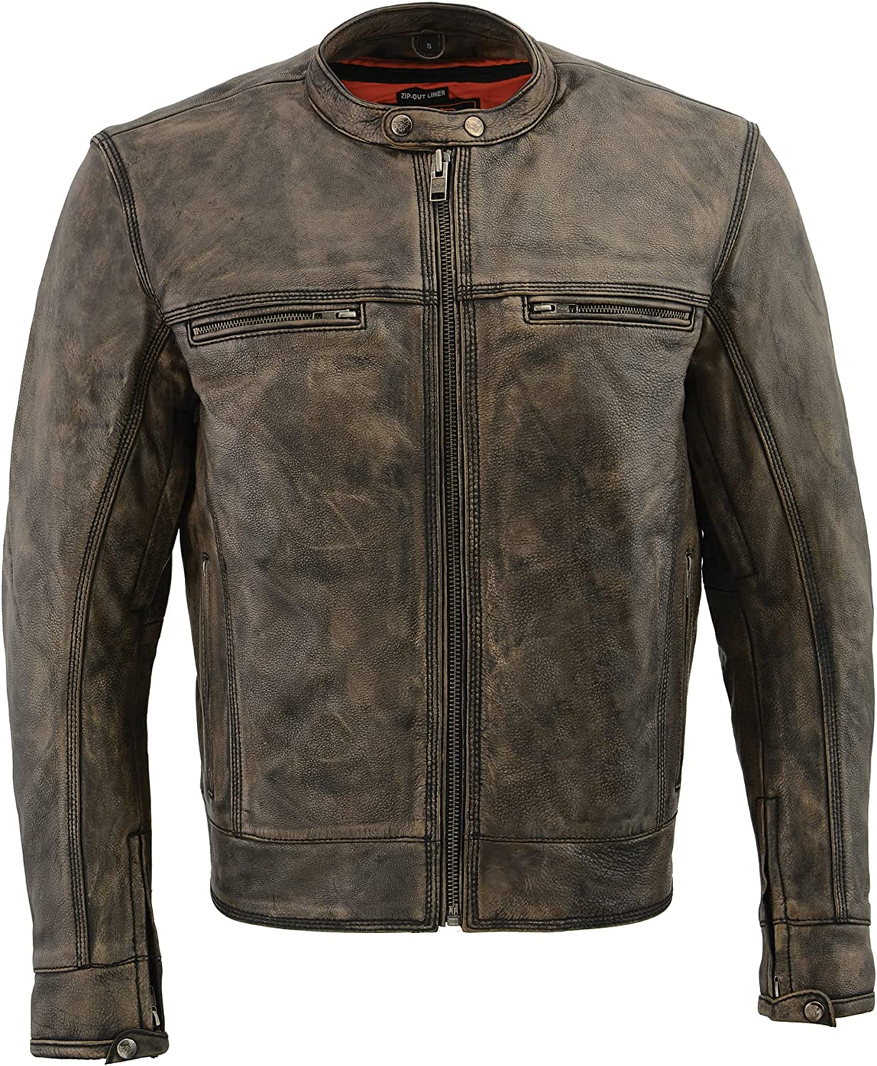 Milwaukee Leather Men's Distressed Brown Motorcycle Jacket w/ Venting