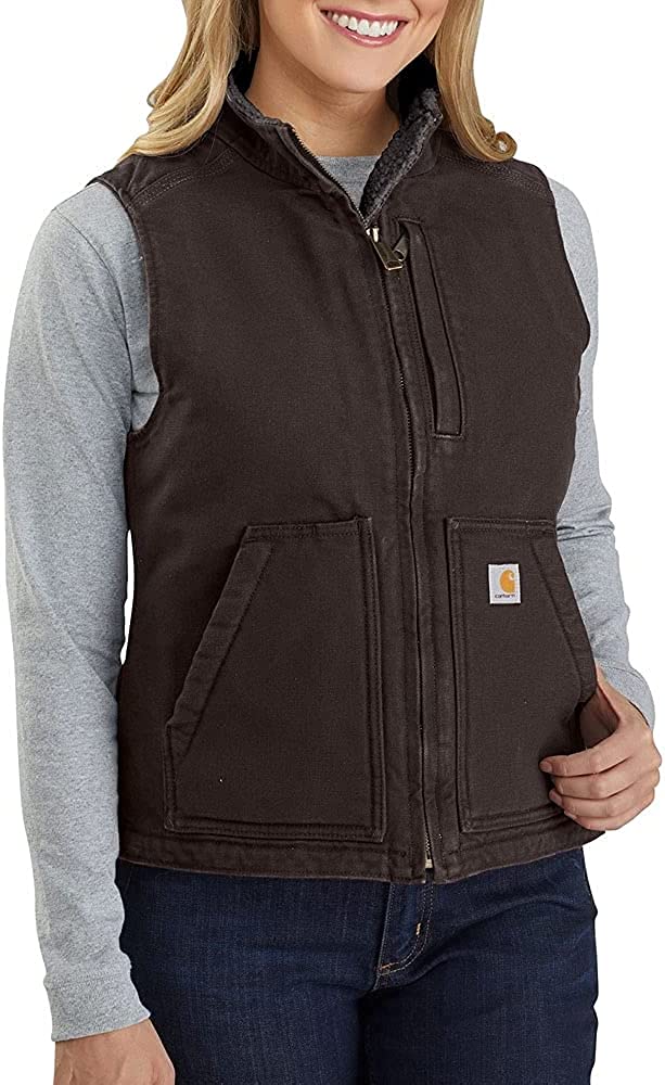 Carhartt Women's Relaxed Fit Washed Duck Sherpa Lined Mock Neck Vest